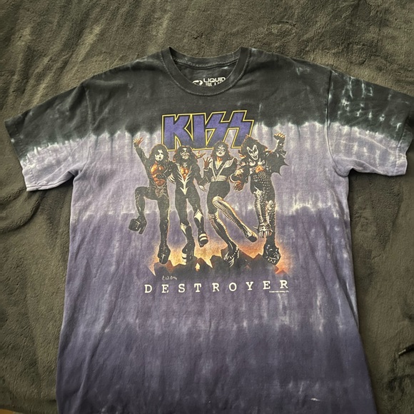 VINTAGE KISS T SHIRT PURPLE AND BLACK SIZE LARGE - Picture 6 of 7